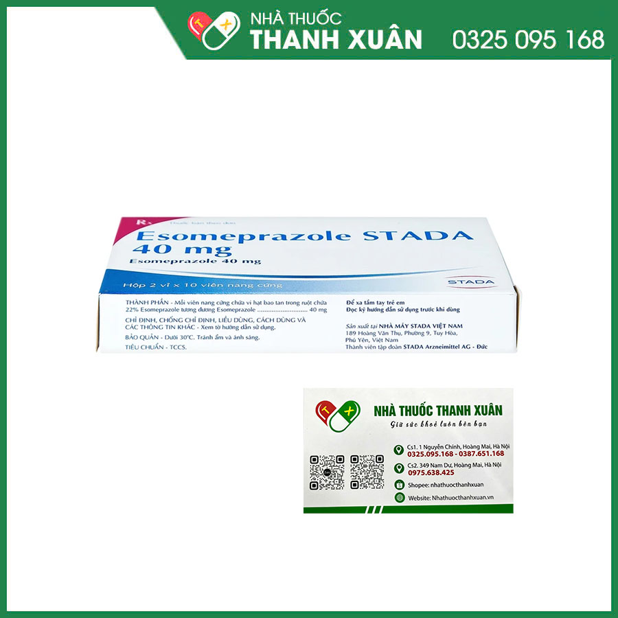 Esomeprazole Stada 40mg thuốc điều trị trào ngược dạ dày-thực quản, hội chứng Zollinger-Ellison, loét dạ dày-tá tràng